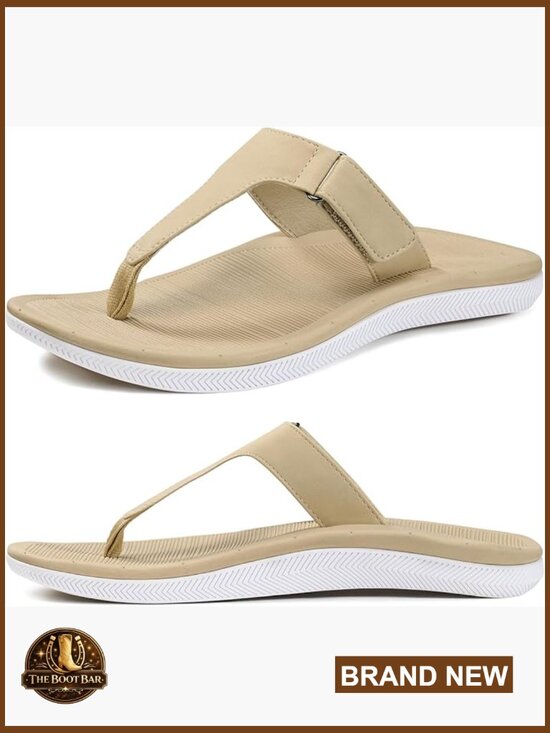 FAMTKT Women Beach Summer Casual Flip Flop Sandals Flat Arch  Women Arch Support Thong Sandals Non-Slip Beach Flip Flops Adjustable Casual
